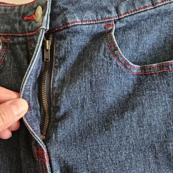 Esprit Denim Skirt Brand Size 3/4 / US XS Blue Midi Front Slit Zip Fly VTG Boho - Picture 5 of 12